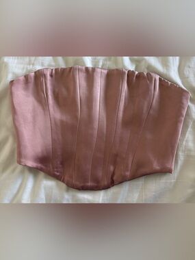 Oh Polly Blush Satin Strapless Corset Top